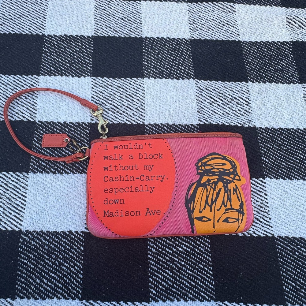 Coach Graphic Pink and Orange Wristlet